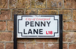 Image of Penny Lane sign, provided by HarshLight under Creative commons licence.
