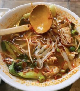 Bowl of Pho with noodles and vegetables