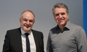 LJMU Vice-Chancellor Mark Power with Metro Mayor Steve Rotheram (right)Credit: LJMU