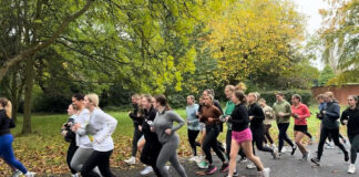 Women running in Sefton Park