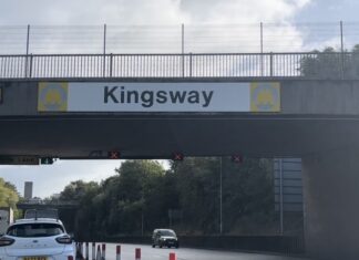 Exit of Kingsway tunnel into Liverpool city centre