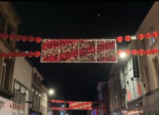 Chinese lanterns hanging on Bold Street for the year of the dragon (c) Jake Hughes