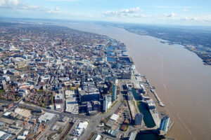 Aerial view of the famous waterfront and city centre of Liverpool with the River Mersey and BirkenheadCredit Getty Images
