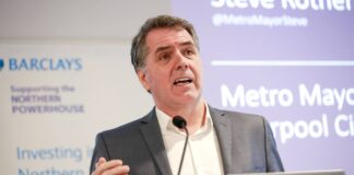 Metro mayor Steve Rotheram speaking at a conference