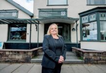 Sharon Dooley outside of Co-op Funeralcare, Allerton. (c) WPR agency