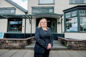 Sharon Dooley outside of Co-op Funeralcare, Allerton (c) WPR agency