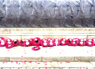 Poppies laid at the cenotaph (c) Lucas Wroight