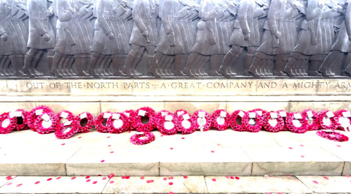 Poppies laid at the cenotaph (c) Lucas Wroight