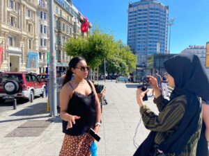 One of the students carrying out an interview in Türkiye (c) Another Summer Crew