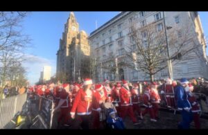 Santa Dash starting at Royal Liver Buildings 