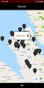 The app showing map of sites on the Wirral 