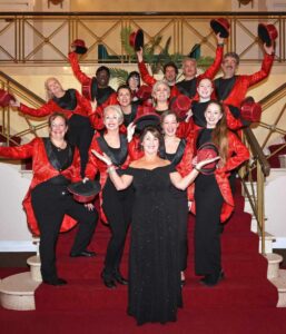 Dance Unlimited Dance Show Steppers posing in the titanic hotel at the strictly for liverpool womens hospital event. 