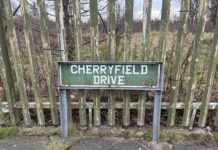 Cherryfield Drive road sign.