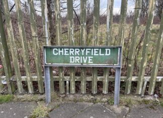 Cherryfield Drive road sign.