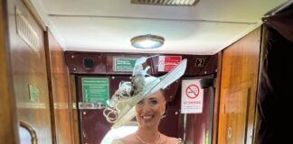 Putting on the style … Jeanine heading for Royal Ascot aboard the Northern Belle train credit Northern Belle