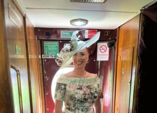 Putting on the style … Jeanine heading for Royal Ascot aboard the Northern Belle train credit Northern Belle