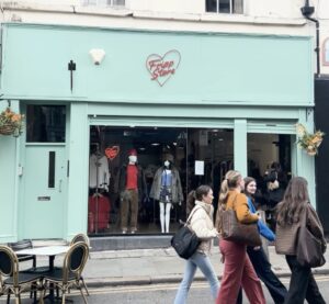 Photo of new clothing shop Fripp on bold street.