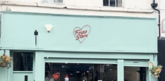 Photo of new clothing shop Fripp on bold street.