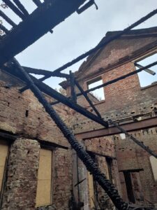 Woolton Hall suffered extensive fire damage last month 