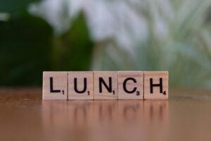 The Word lunch spelt out with scrabble tile