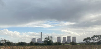 A photo of Fiddlers Ferry Power Station, near Warrington, taken from a distance before its demolition.