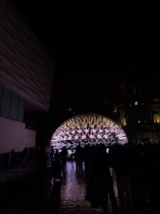 Dandelion artwork by Amigo & Amigo- LED lights used to create a dandelion-like structure.