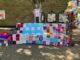 Knitted bench and lamp in Formby village. Photo (C) Leanne Jones