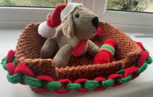 Crocheted Christmas dog. Photo (C) Leanne Jones