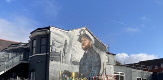 Captain Mike Lowe Mural Artwork at Master Mariner Bar in New Brighton