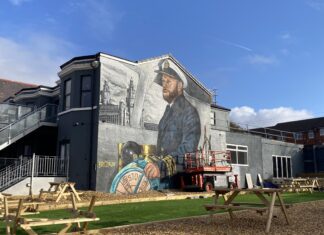 Captain Mike Lowe Mural Artwork at Master Mariner Bar in New Brighton