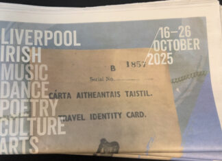 Photo of newspaper created to advertise Irish culture festival.