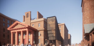 An illustration showing how the new entrance pavilion to the International Slavery Museum will look