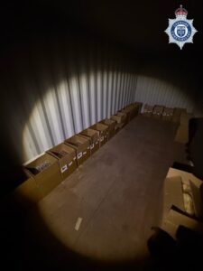 illegal product found by police inside shipping container