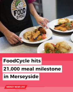 TikTok cover for video on FoodCycle. Featuring image from Deb James