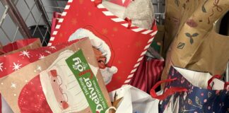 Bags of Christmas presents