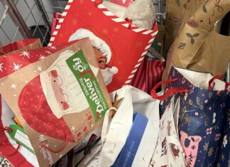 Bags of Christmas presents