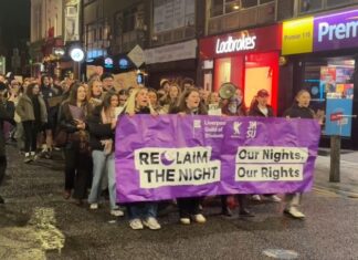 A picture of people marching at Reclaim the Night