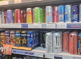 Soft Drinks on a shelf in shop in Liverpool (c) Joseph McLachlan