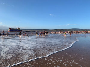 cold water swimmers at beach