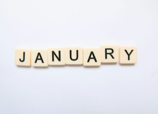January spelled out using tiled letters. Photo (C) Glen Carrie