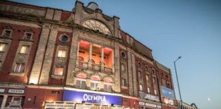 Outdoor picture at night of Liverpool Olympia.