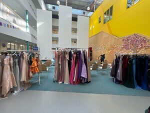 Rail with prom dresses