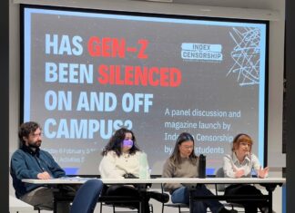 Panel at free speech campus event.
