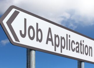 A road sign of a job application.