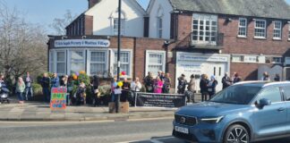 Protesters in Woolton