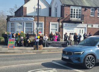 Protesters in Woolton