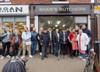 The cast and crew of 'No Gentle Goodnight' on set.