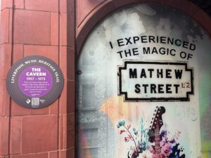 The purple plaque celebrating the Cavern Club