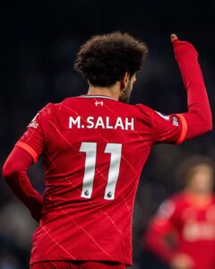 Mohamed Salah during the Premier League match between Tottenham Hotspur and Liverpool at Tottenham Hotspur Stadium. Alamy Images