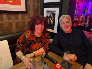 Melissa Blease, journalist and Francesco Mellina the photographer at Cafe Tabac 